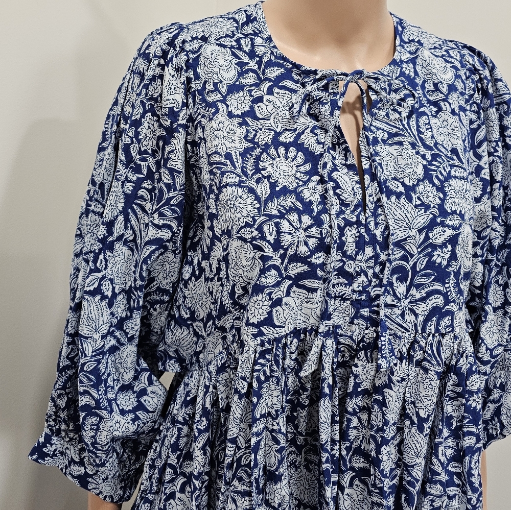 New House Of Sundar Maya Mini Floral Cotton Dress Made In India Handcrafted View 6